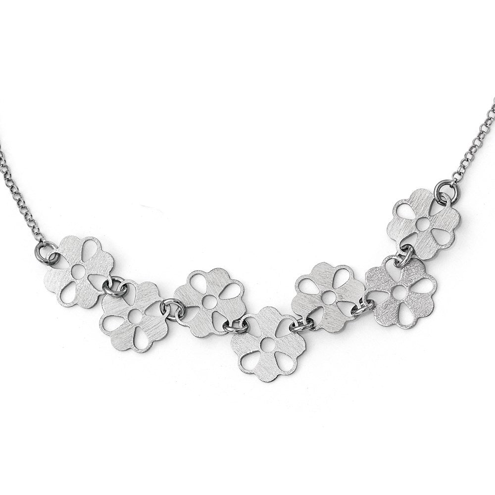 Sterling Silver Brushed Flower Necklace