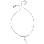 Sterling Silver RH-plated Polished Cross w/1in ext. Necklace