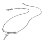Sterling Silver RH-plated Polished Cross w/1in ext. Necklace