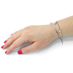 Sterling Silver RH-plt Polished Crosses w/2in ext. Wrap Bracelet