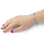 Sterling Silver RH-plt Polished Crosses w/2in ext. Wrap Bracelet