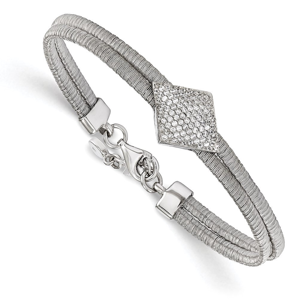 Sterling Silver CZ w/1in ext. Bracelet