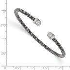 Sterling Silver Ruthenium-plated CZ Cuff Bangle