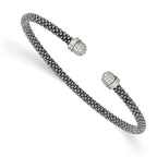 Sterling Silver Ruthenium-plated CZ Cuff Bangle