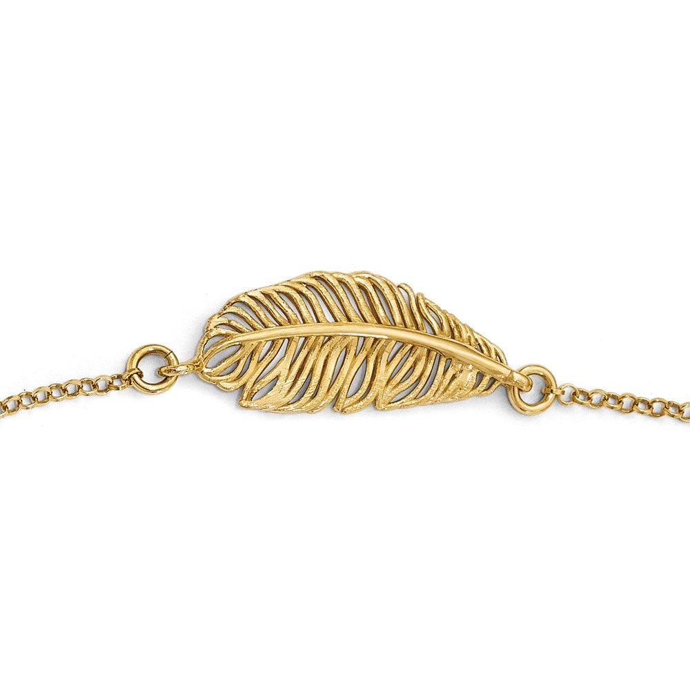 Sterling Silver Gold-plated Leaf w/1.5in ext. Necklace