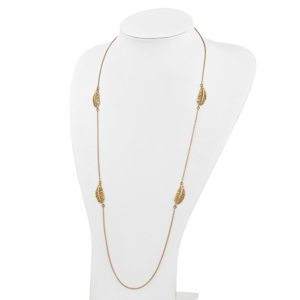 Sterling Silver Gold-plated Leaf w/1.5in ext. Necklace