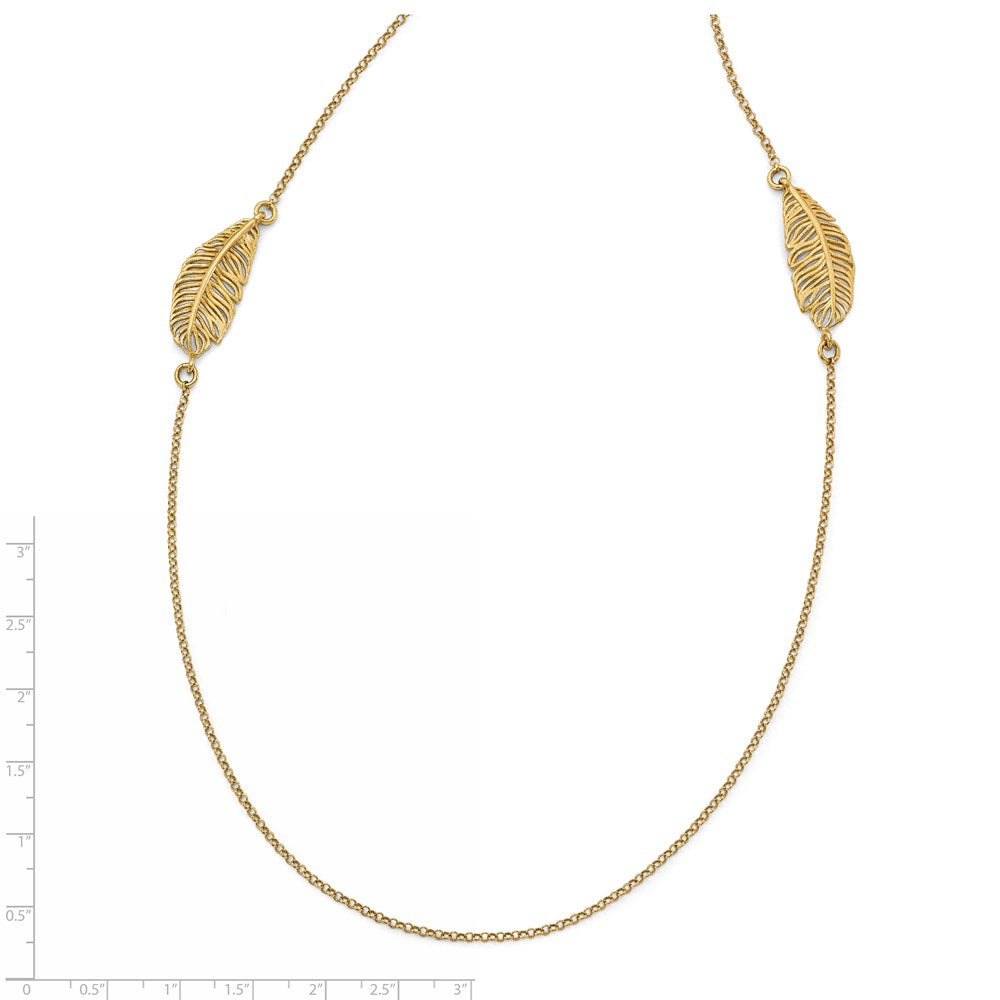 Sterling Silver Gold-plated Leaf w/1.5in ext. Necklace