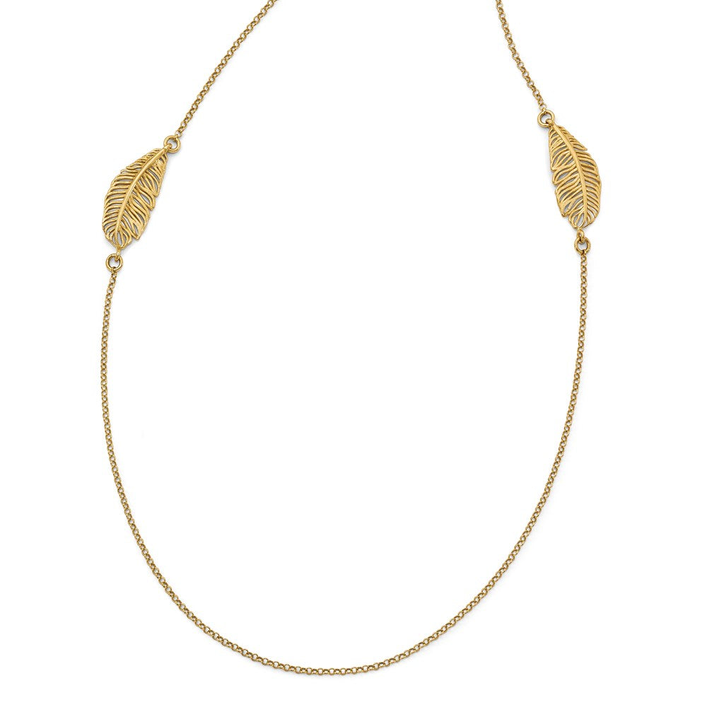 Sterling Silver Gold-plated Leaf w/1.5in ext. Necklace