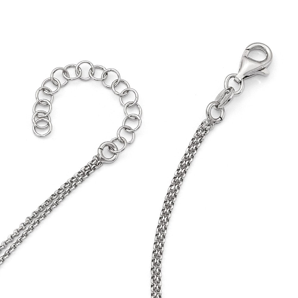 Sterling Silver RH-plt Fancy  Rose-tone Bar w/2in ext. Necklace