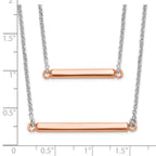 Sterling Silver RH-plt Fancy  Rose-tone Bar w/2in ext. Necklace