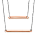 Sterling Silver RH-plt Fancy  Rose-tone Bar w/2in ext. Necklace