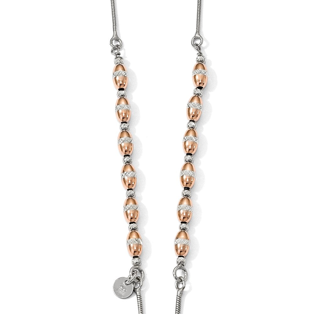 Sterling Silver Rose Gold-plated D/C Adjustable Necklace