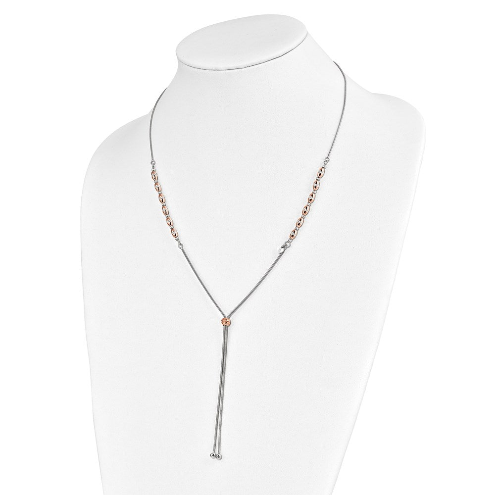 Sterling Silver Rose Gold-plated D/C Adjustable Necklace
