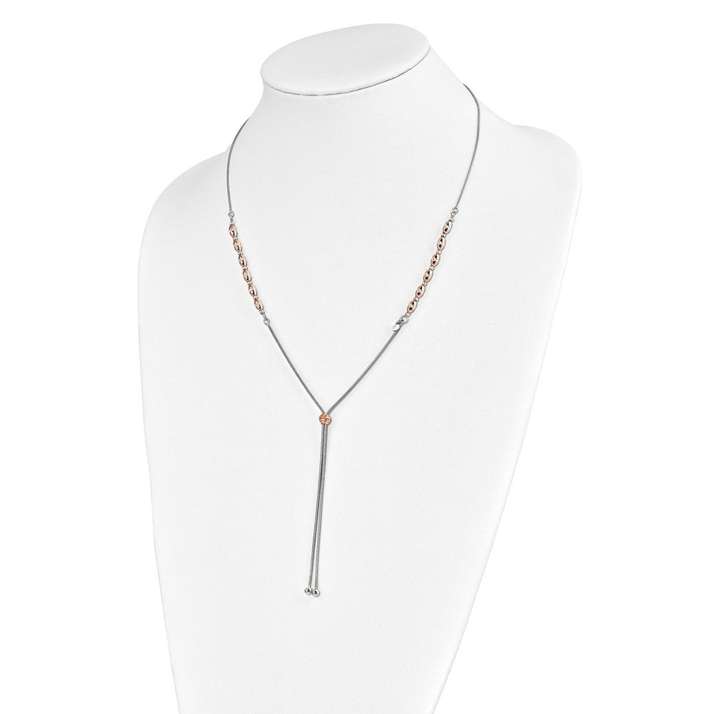 Sterling Silver Rose Gold-plated D/C Adjustable Necklace