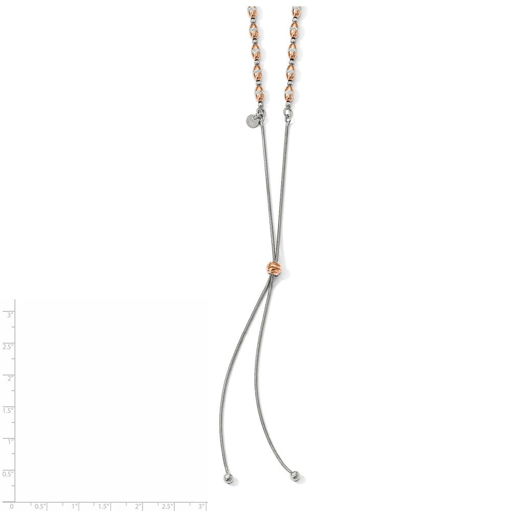 Sterling Silver Rose Gold-plated D/C Adjustable Necklace