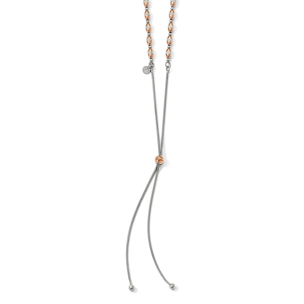 Sterling Silver Rose Gold-plated D/C Adjustable Necklace