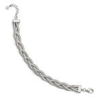 Sterling Silver Rhodium-plated Braided with 1in ext. Bracelet