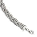 Sterling Silver Rhodium-plated Braided with 1in ext. Bracelet