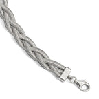 Sterling Silver Rhodium-plated Braided with 1in ext. Bracelet