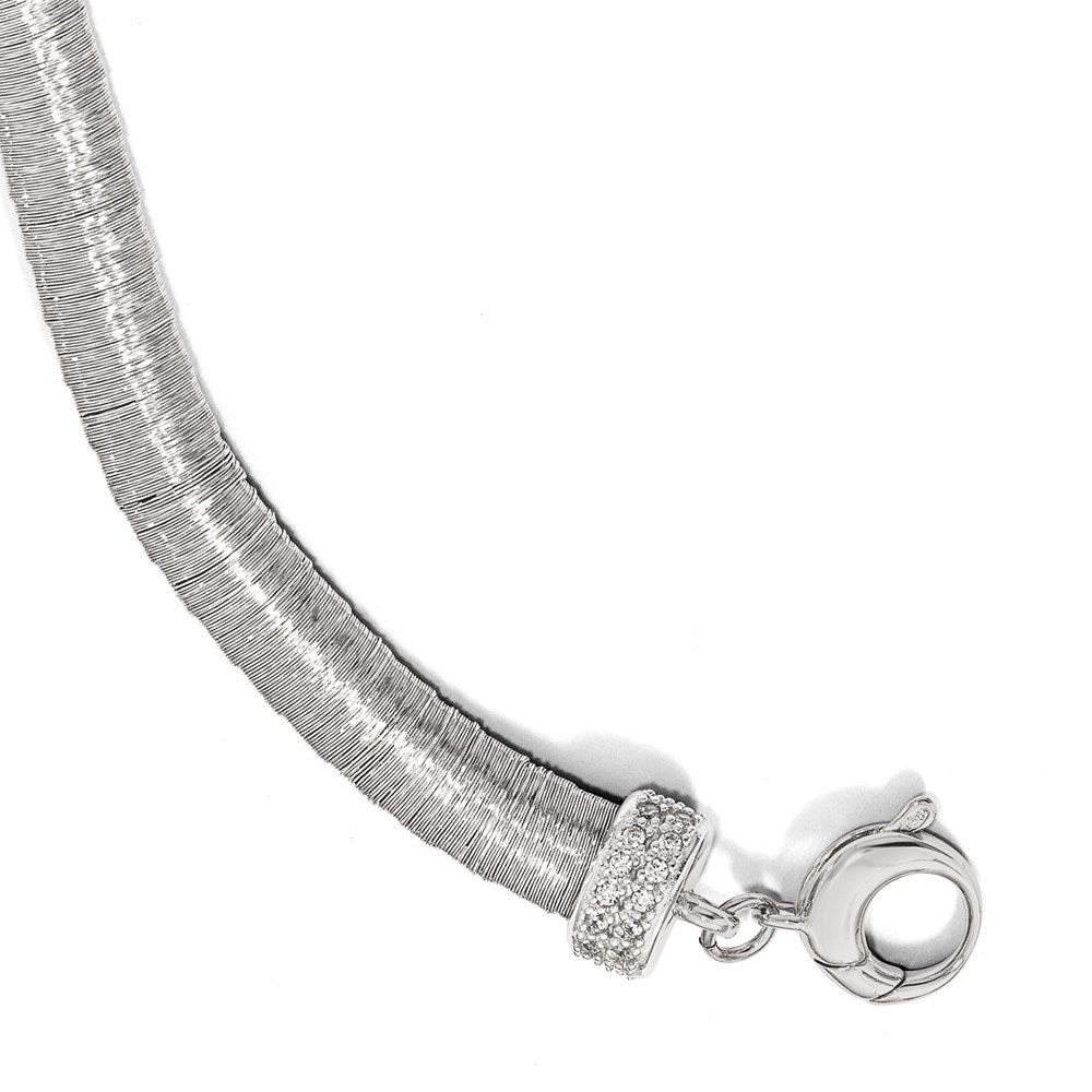 Sterling Silver Rhodium-plated CZ with 1in ext. Bracelet