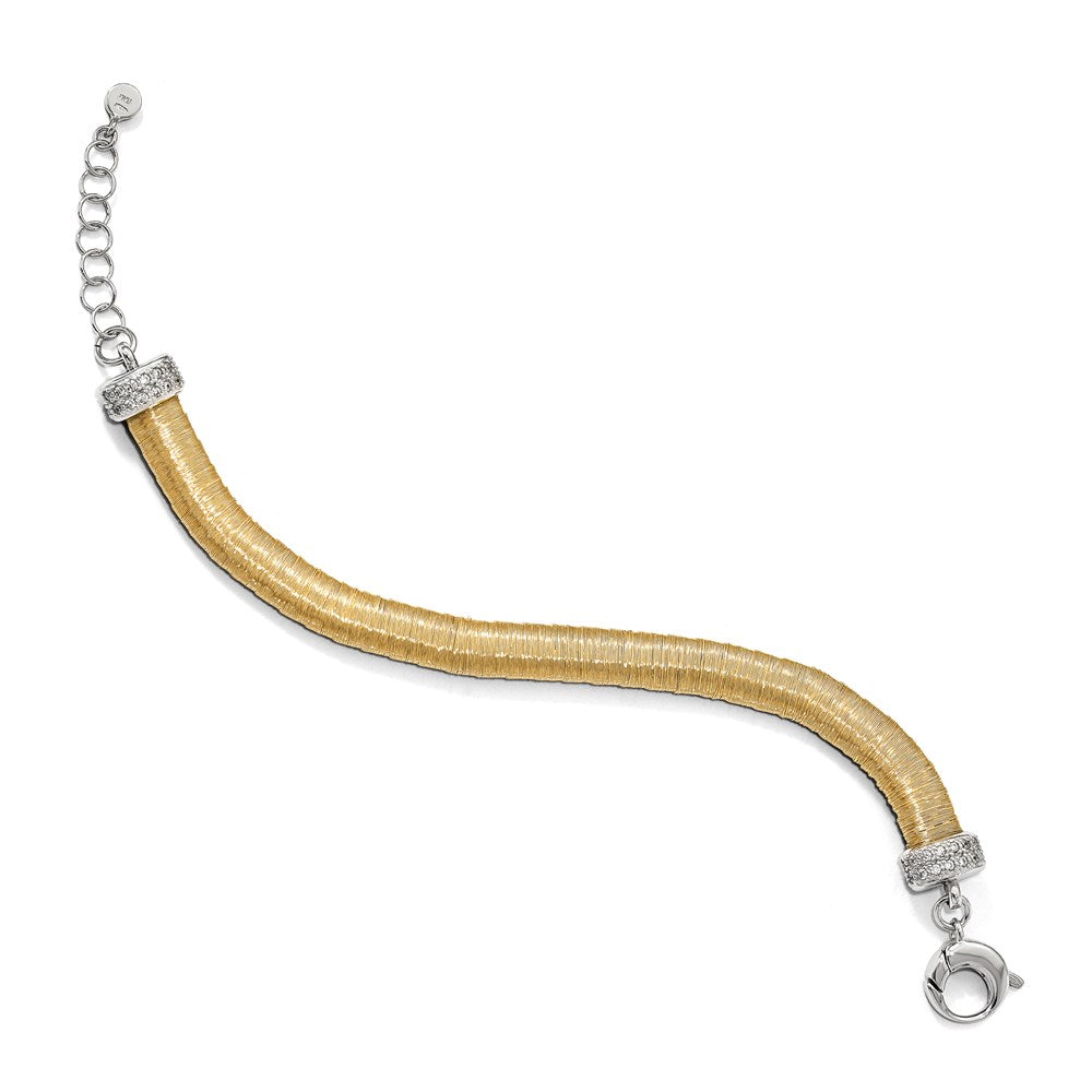 Sterling Silver Gold-tone CZ with 1in ext. Bracelet