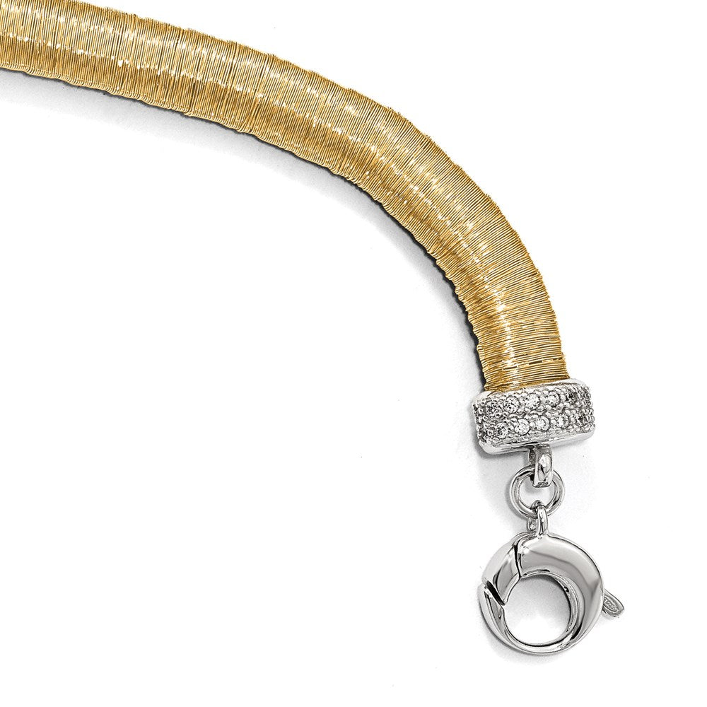 Sterling Silver Gold-tone CZ with 1in ext. Bracelet