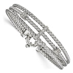 Sterling Silver CZ Polished Woven Bracelet