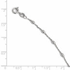 Sterling Silver Rhodium-plated Bead 9 inch Plus 1 inch Extender - Total 10 inch Anklet