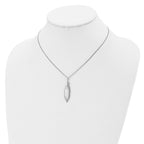 Sterling Silver Rhodium-plated Leaf w/1in ext. Necklace