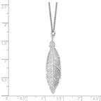 Sterling Silver Rhodium-plated Leaf w/1in ext. Necklace