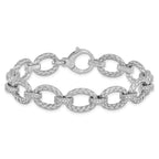Sterling Silver Rhodium-plated CZ Woven Link Bracelet