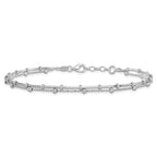 Sterling Silver Rhodium-plated Beaded 2-Strand Plus Extender - Total Anklet