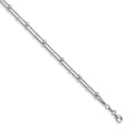 Sterling Silver Rhodium-plated Beaded 2-Strand Plus Extender - Total Anklet