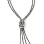 Sterling Silver Polished Multi-strand Bead Dangle Knot Necklace