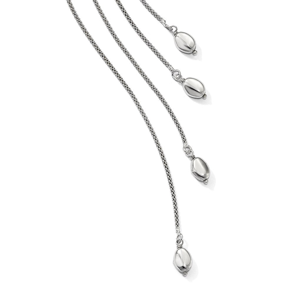 Sterling Silver Polished Multi-strand Bead Dangle Knot Necklace