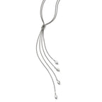 Sterling Silver Polished Multi-strand Bead Dangle Knot Necklace