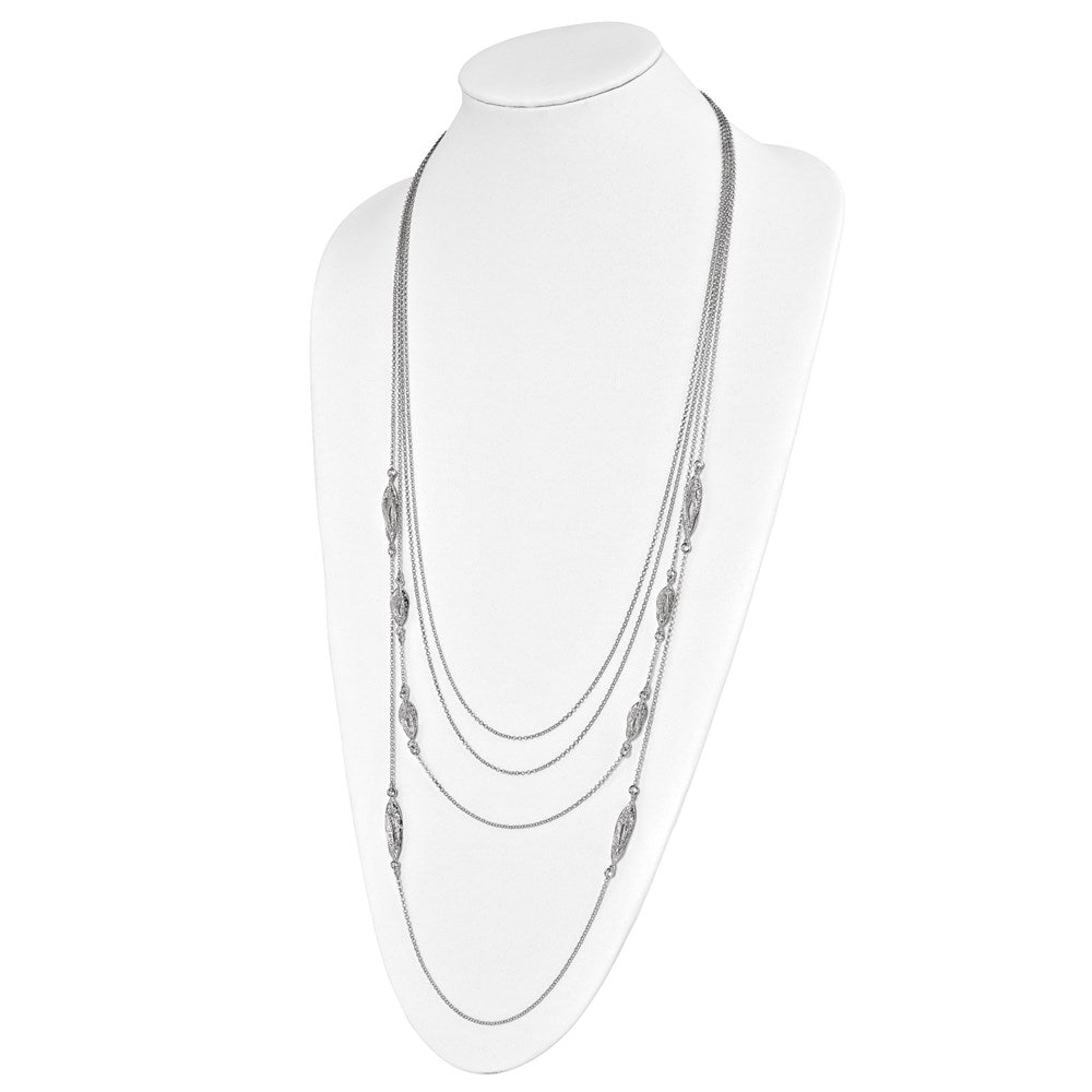 Sterling Silver Polished Filigree Multi-strand Fancy Necklace