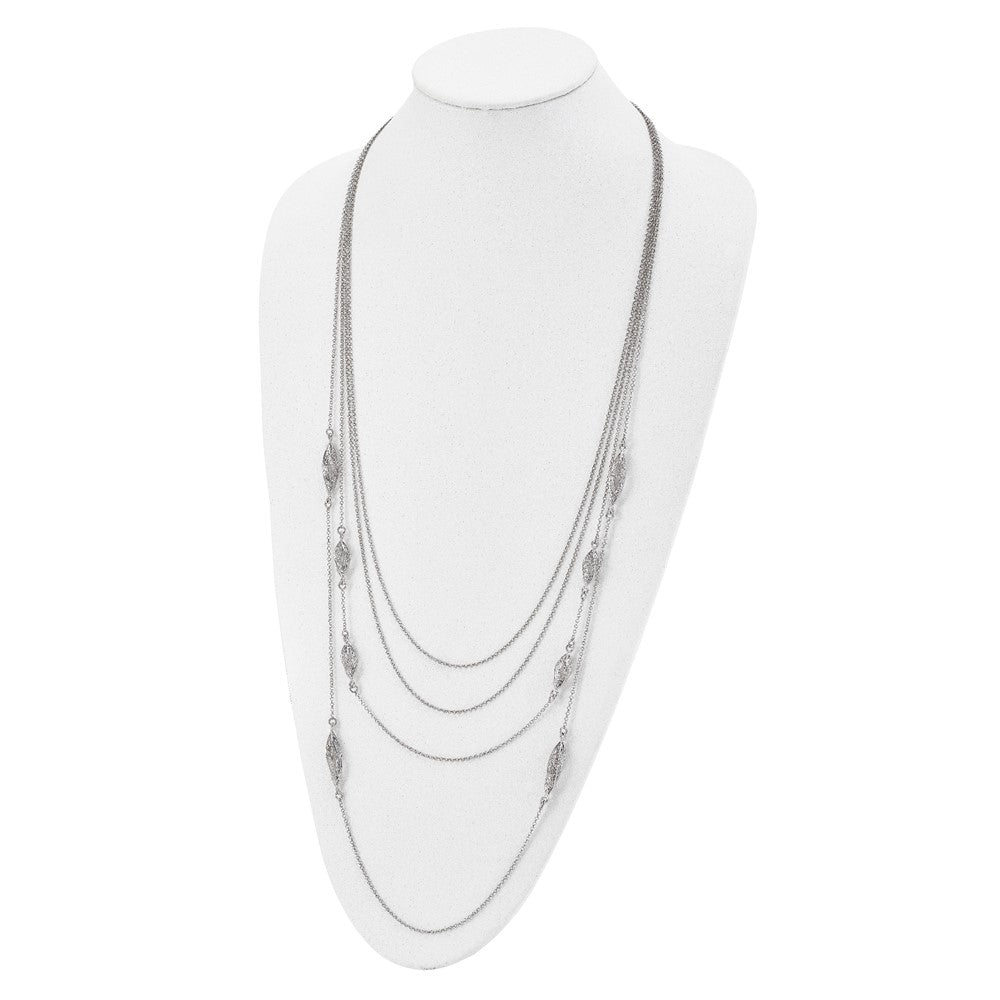 Sterling Silver Polished Filigree Multi-strand Fancy Necklace