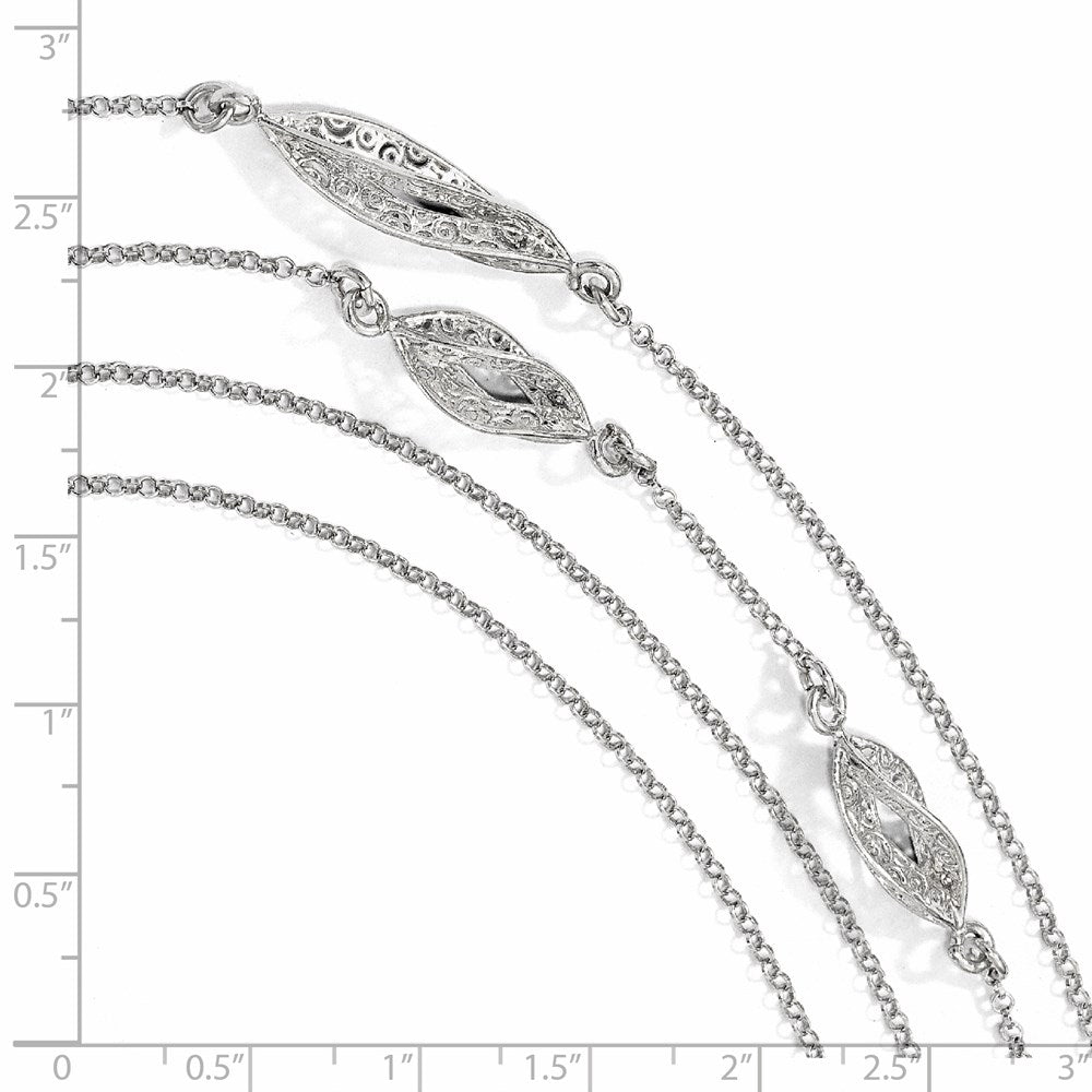 Sterling Silver Polished Filigree Multi-strand Fancy Necklace