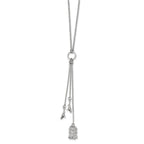 Sterling Silver Polished Bird Cage with Birds Slip-on Necklace