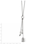 Sterling Silver Polished Bird Cage with Birds Slip-on Necklace