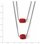 Sterling Silver Polished Double-strand Red Tiger Stone Necklace