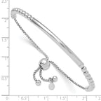 Sterling Silver RH-plated Polished Beaded Adjustable Bracelet