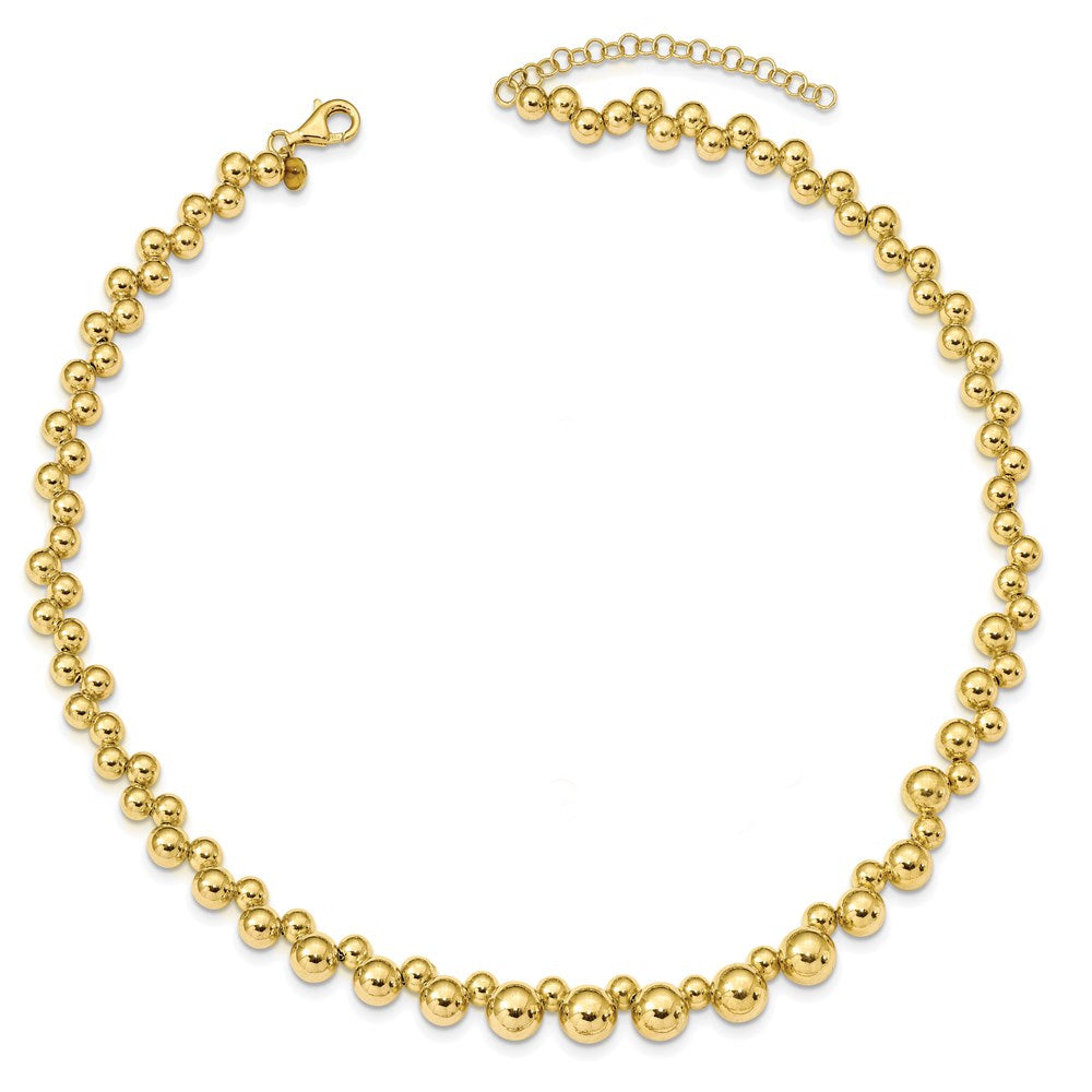 Sterling Silver Gold-plated w/2 in ext. Beaded Necklace