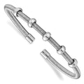 Sterling Silver Rhodium Textured & Polished Cuff Bangle