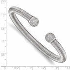 Sterling Silver & Rhodium CZ Textured Cuff Bangle