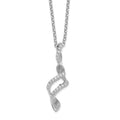 Sterling Silver Rhodium CZ Twisted Pendant w/2.5 in ext. Necklace