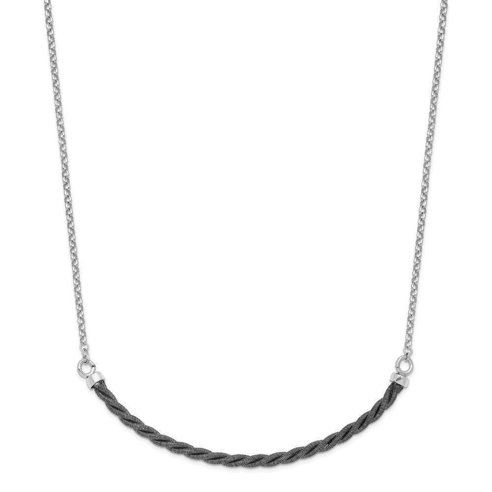 Sterling Silver Rhodium & Ruthenium w/2.5 in ext. Necklace