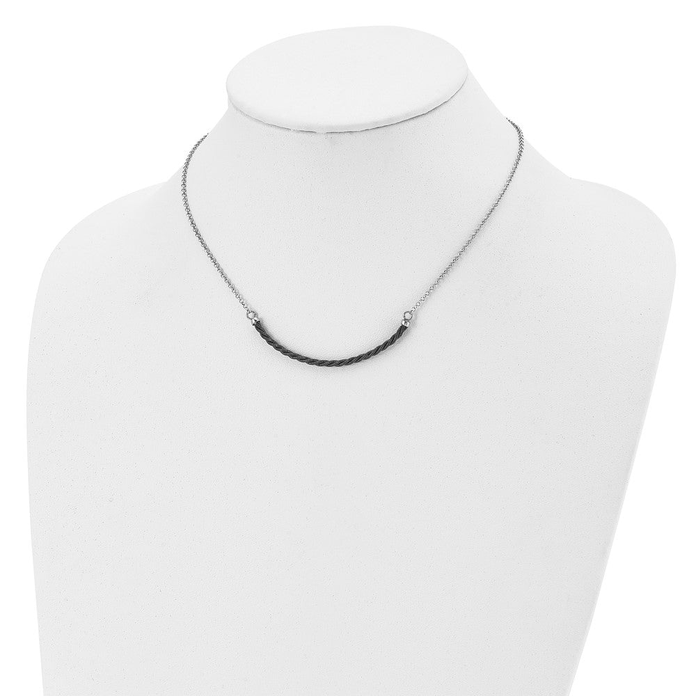 Sterling Silver Rhodium & Ruthenium w/2.5 in ext. Necklace