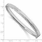 Sterling Silver RH-plated Polished & Textured Bangle